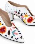 Beaded White Heels