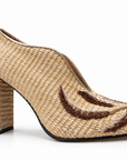 Embroidered Straw Block Heels