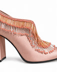 Pink Satin Beaded Heels