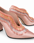 Pink Satin Beaded Heels