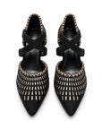 Embroidered Suede Heels