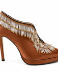 Platform Beaded Satin Heels