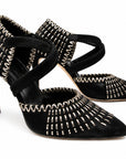 Embroidered Suede Heels