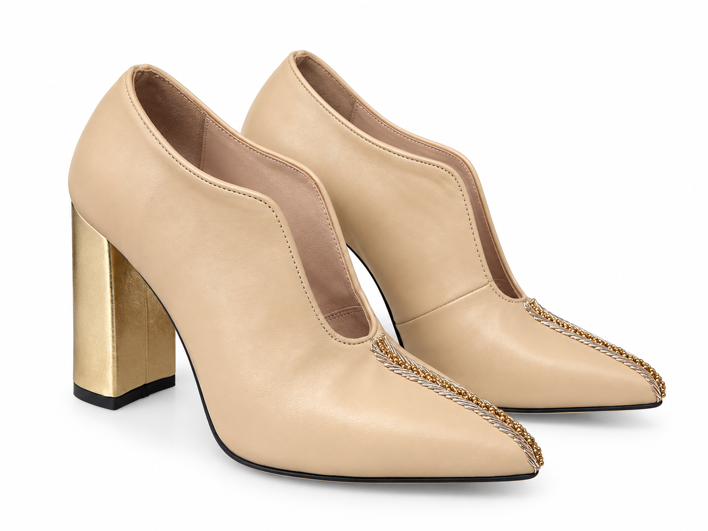 Embroidered Gold Heel