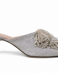 Beaded Silver Low Heels