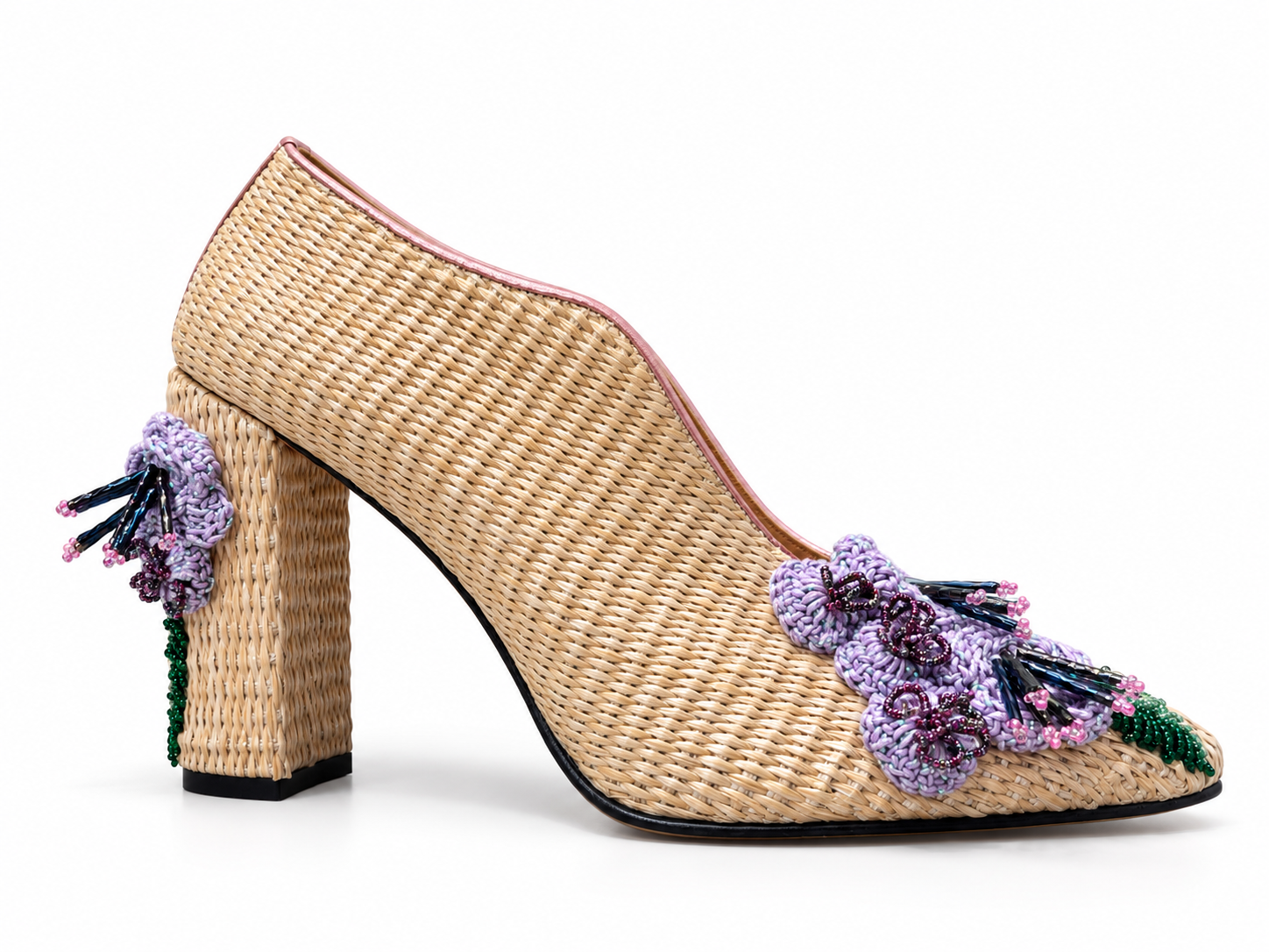 Floral Straw Pink Heels