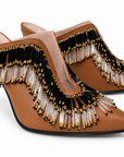 Embroidered Leather Heels