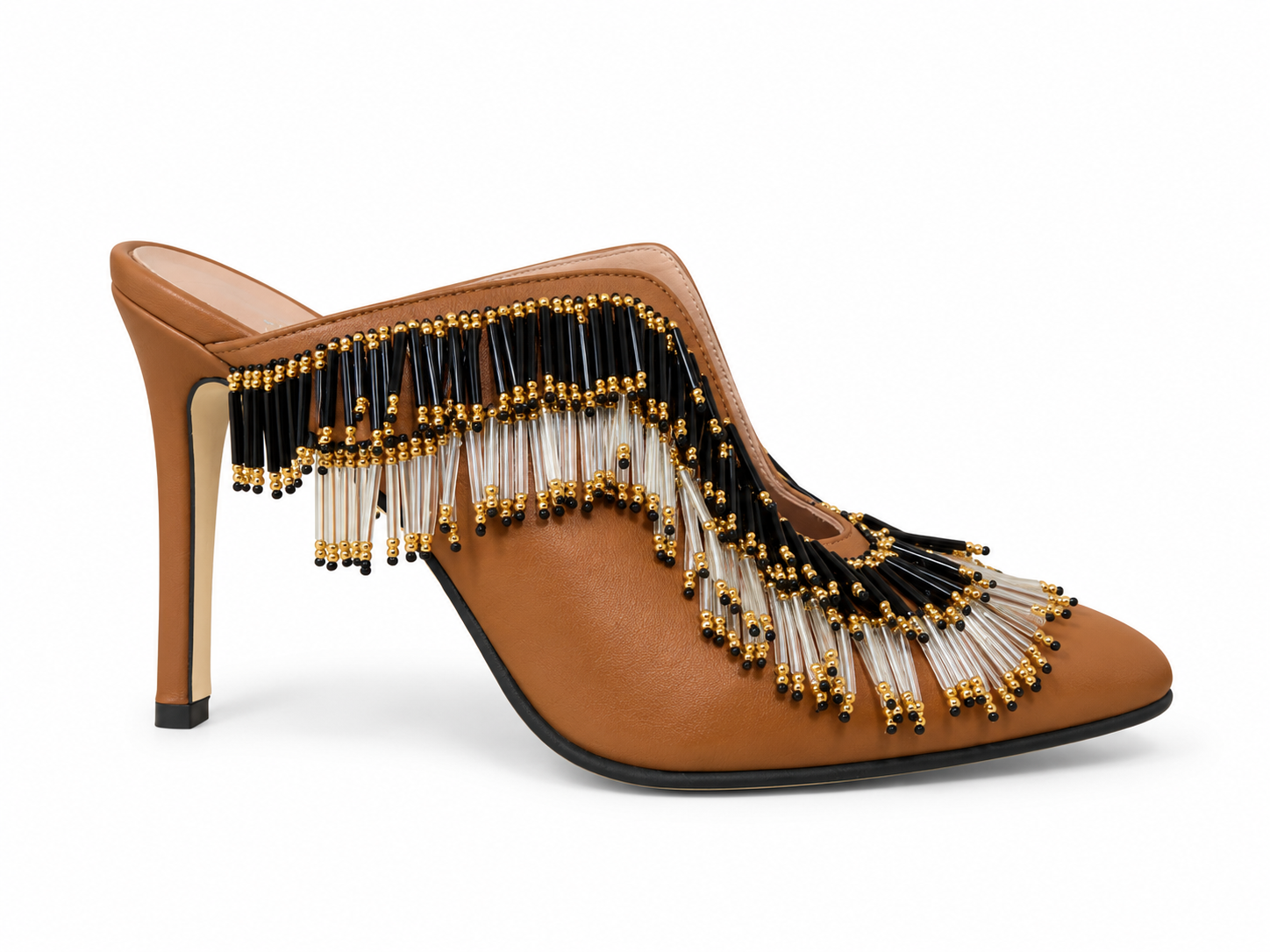 Embroidered Leather Heels