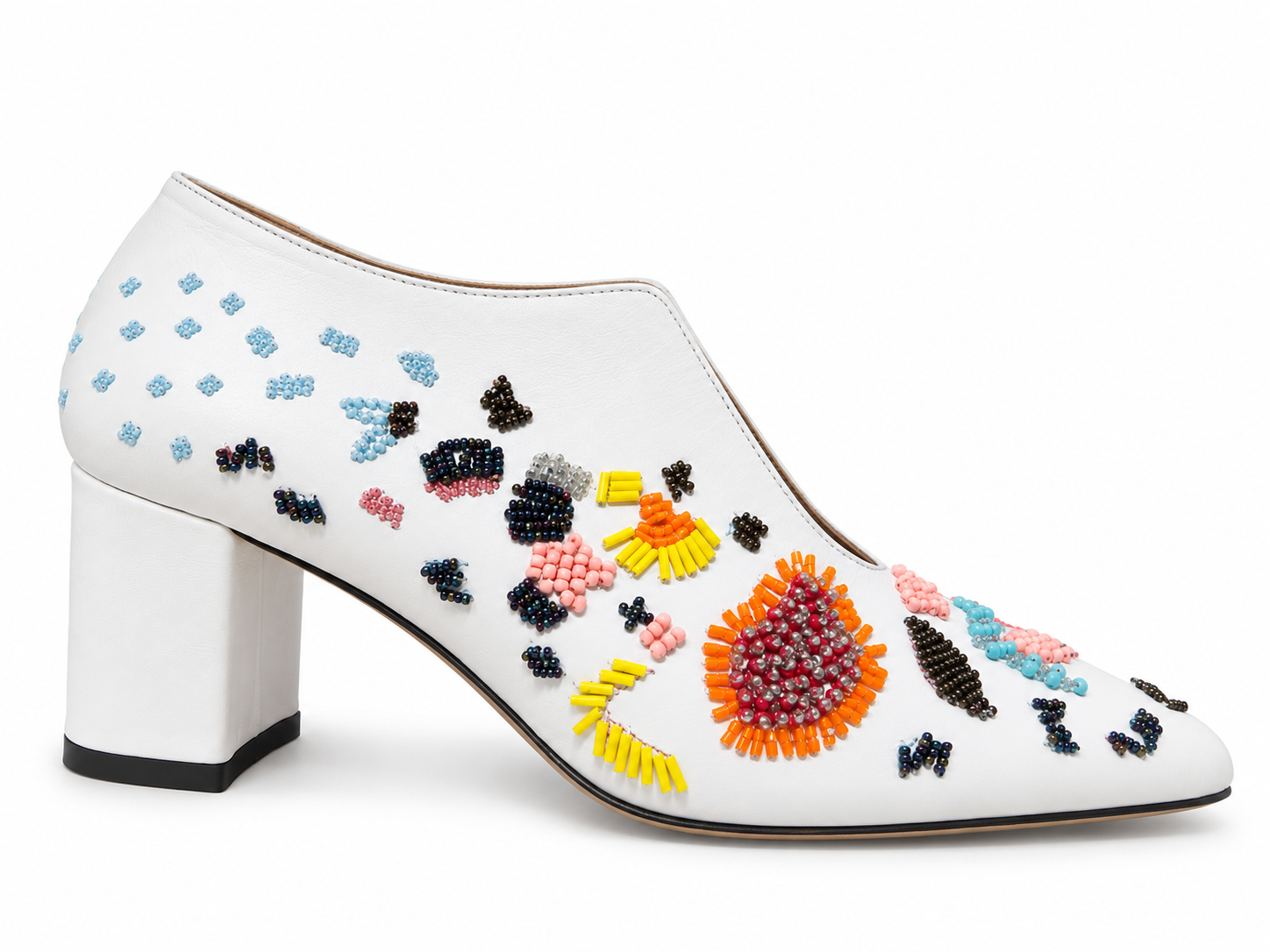 Beaded White Heels