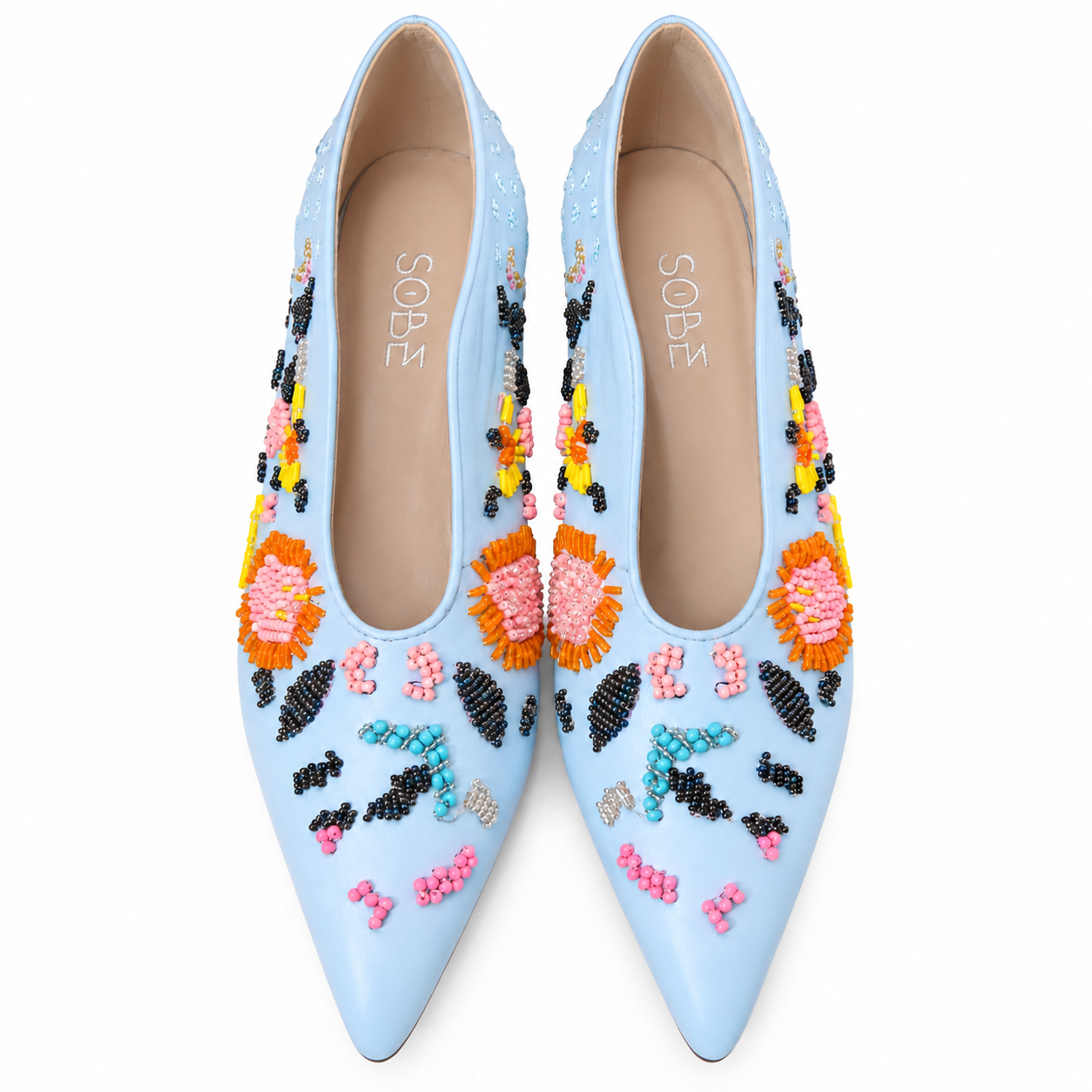 Beaded Baby Blue Heels