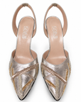Embroidered Silver Heels
