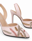 Embroidered Pink Heels