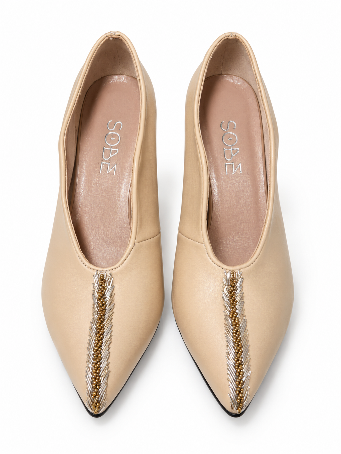 Embroidered Gold Heel