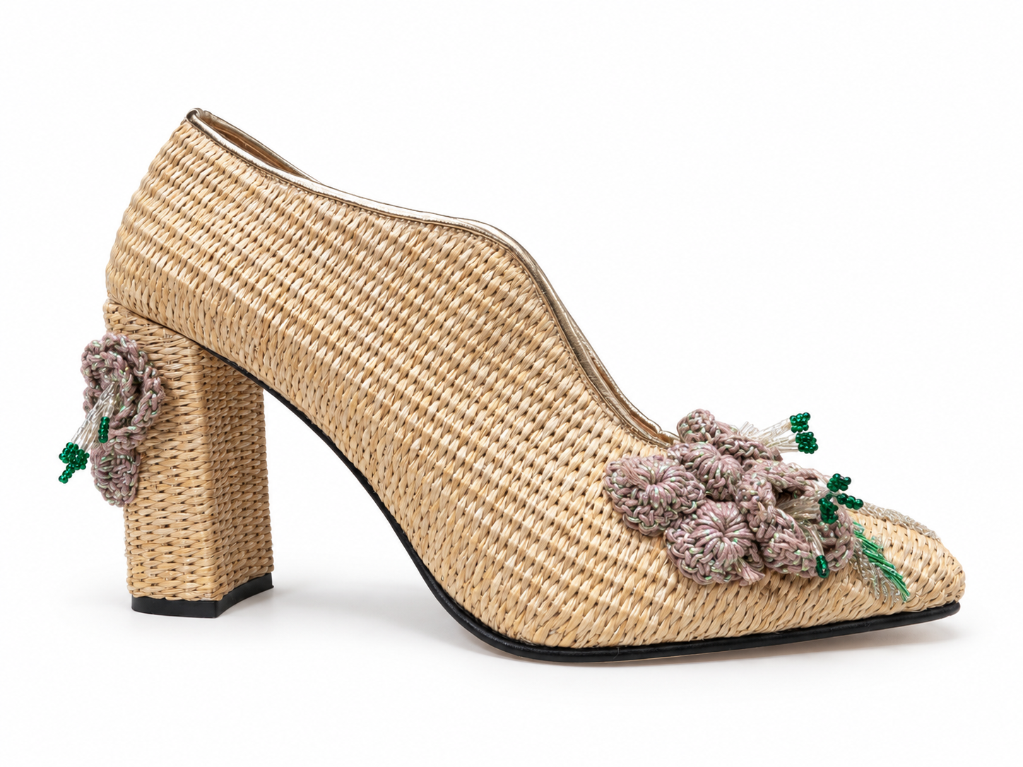 Floral Straw Heels
