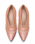 Pink Satin Beaded Heels