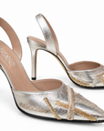 Embroidered Silver Heels
