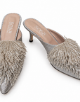 Beaded Silver Low Heels