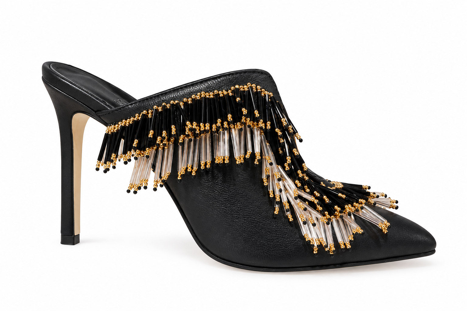 Beaded Heeled Mules