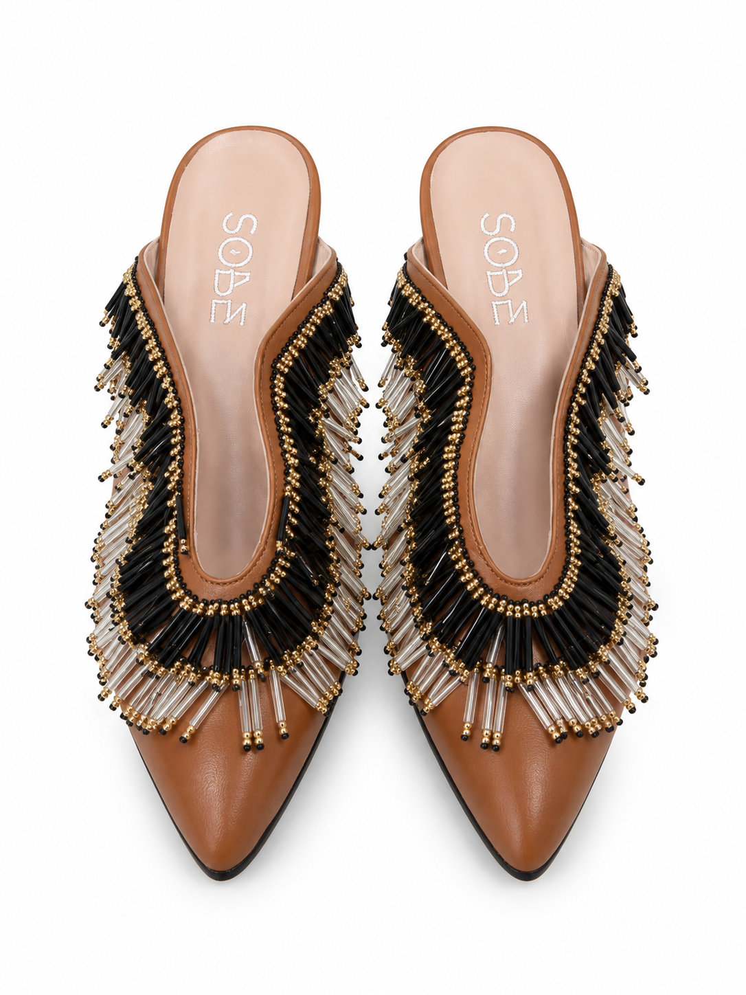 Embroidered Leather Heels