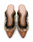 Embroidered Leather Heels