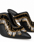 Beaded Heeled Mules