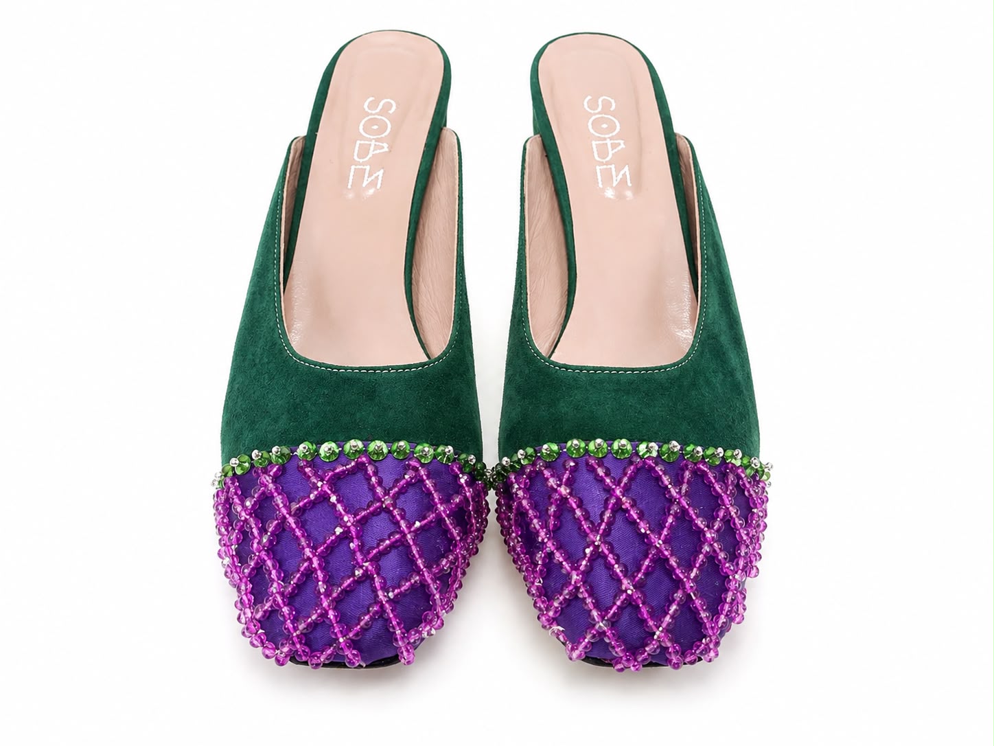GREEN SUEDE MULE