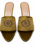 Embroidered Satin Heels