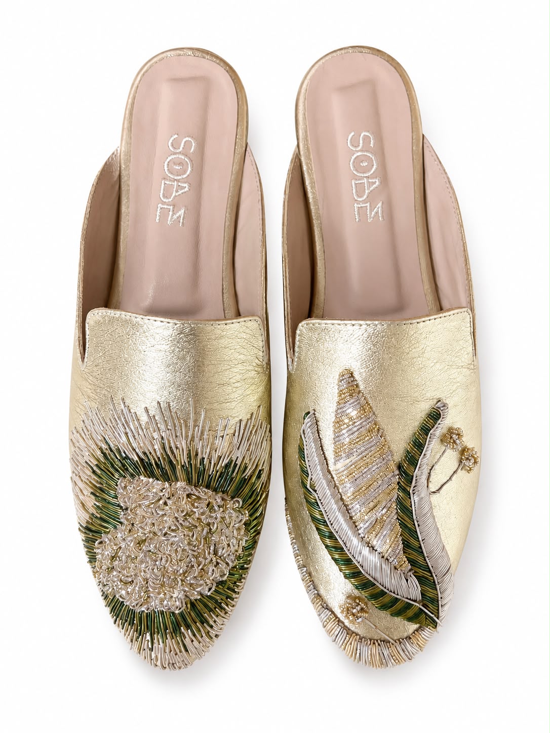 Embroidered Gold Slippers