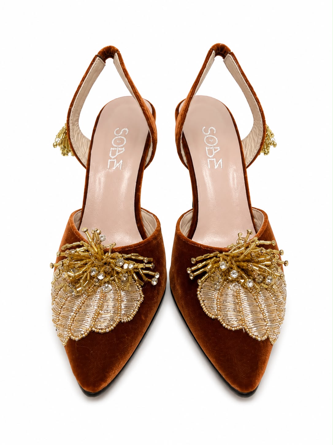 Embroidered Velvet Heels