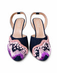 Embroidered Denim Heels