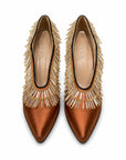 Platform Beaded Satin Heels