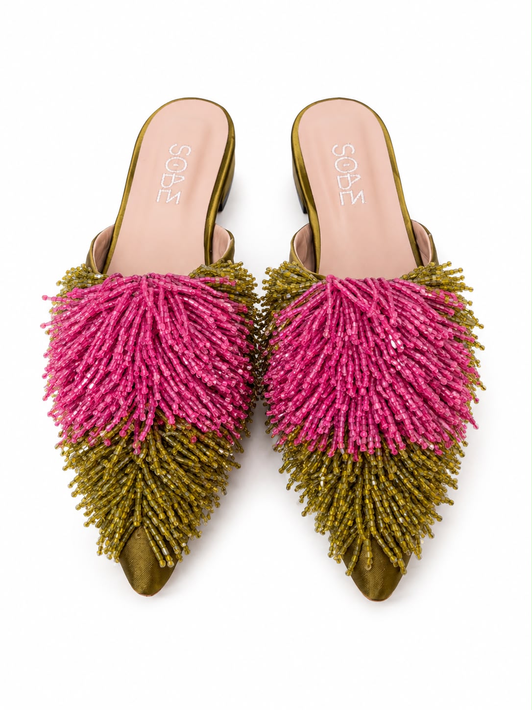 Beaded Satin Slippers