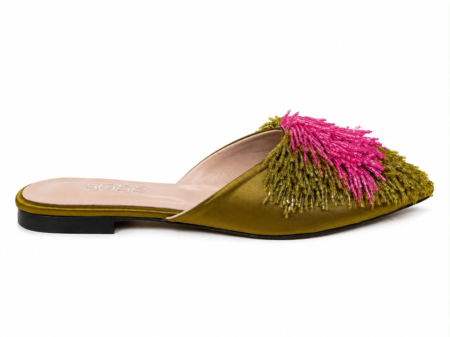 Beaded Satin Slippers