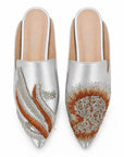 Embroidered Silver Slippers