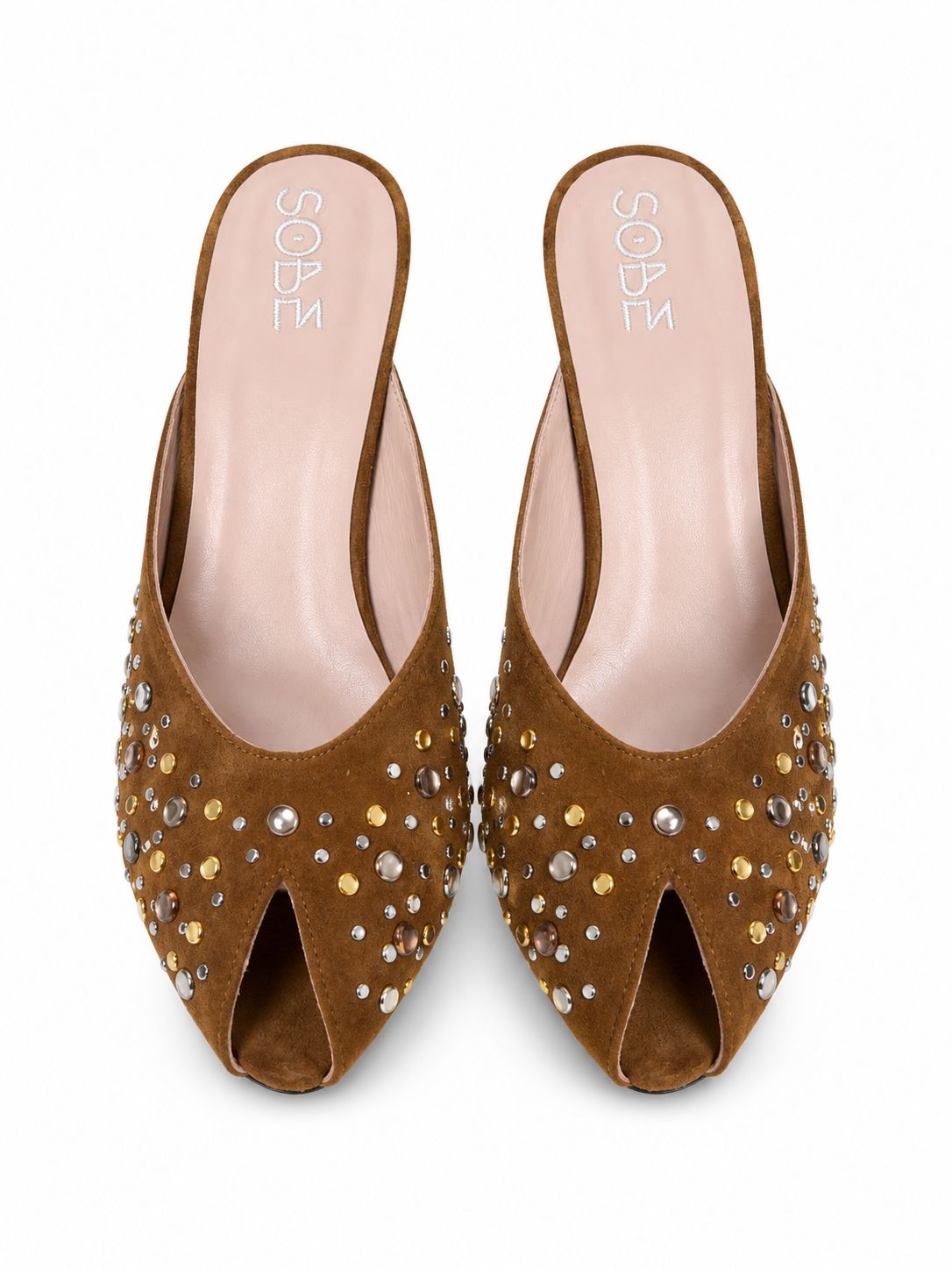 Embroidered Suede Heels