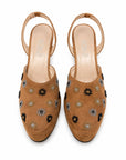 Beaded Suede Platform Heels