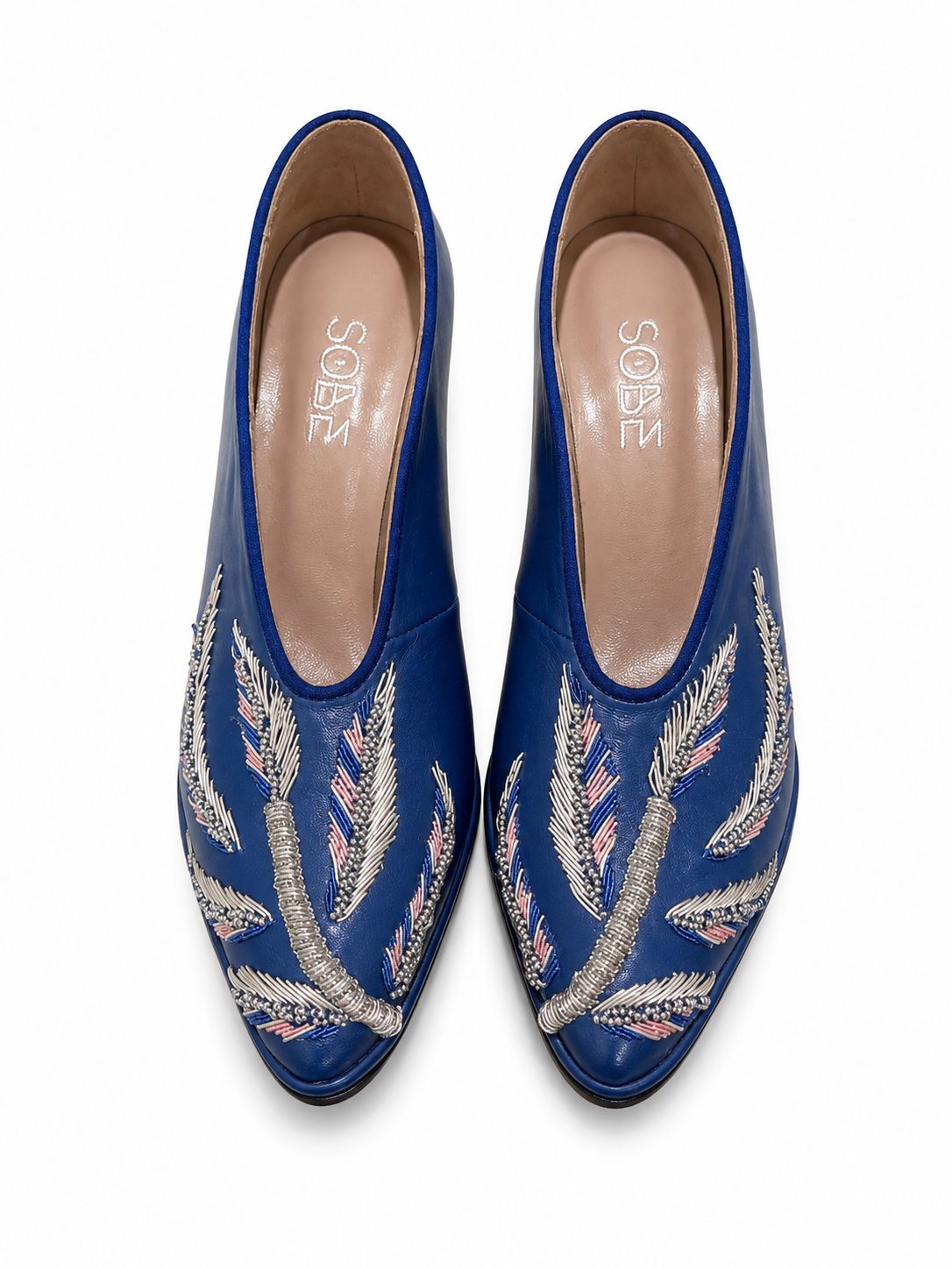 Embroidered Leather Heels