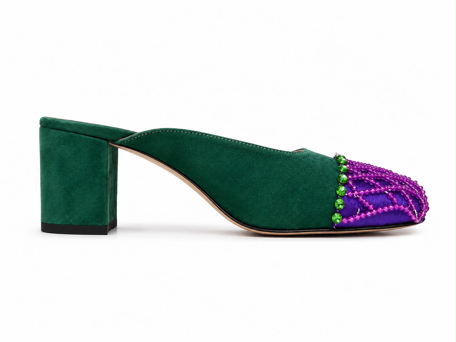 GREEN SUEDE MULE