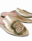 Embroidered Gold Slippers