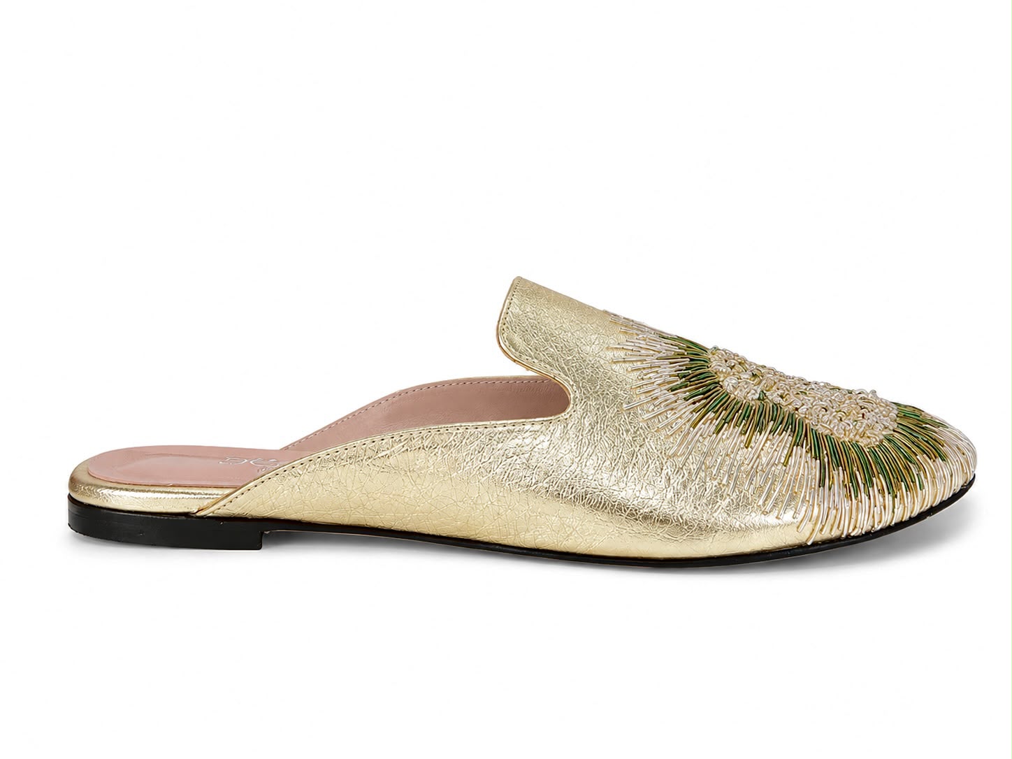 Embroidered Gold Slippers