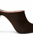 Embroidered Satin Brown Heels