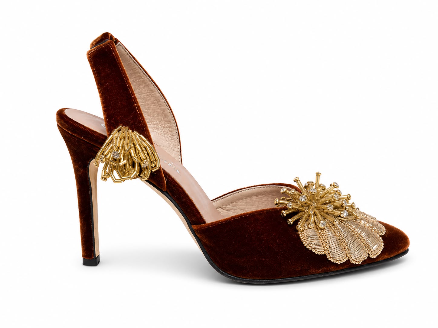 Embroidered Velvet Heels
