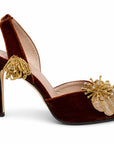 Embroidered Velvet Heels