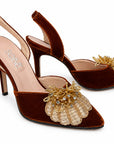 Embroidered Velvet Heels