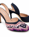 Embroidered Denim Heels