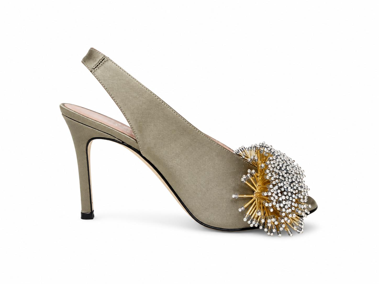 Beaded Satin Heels
