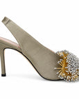 Beaded Satin Heels