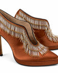 Platform Beaded Satin Heels