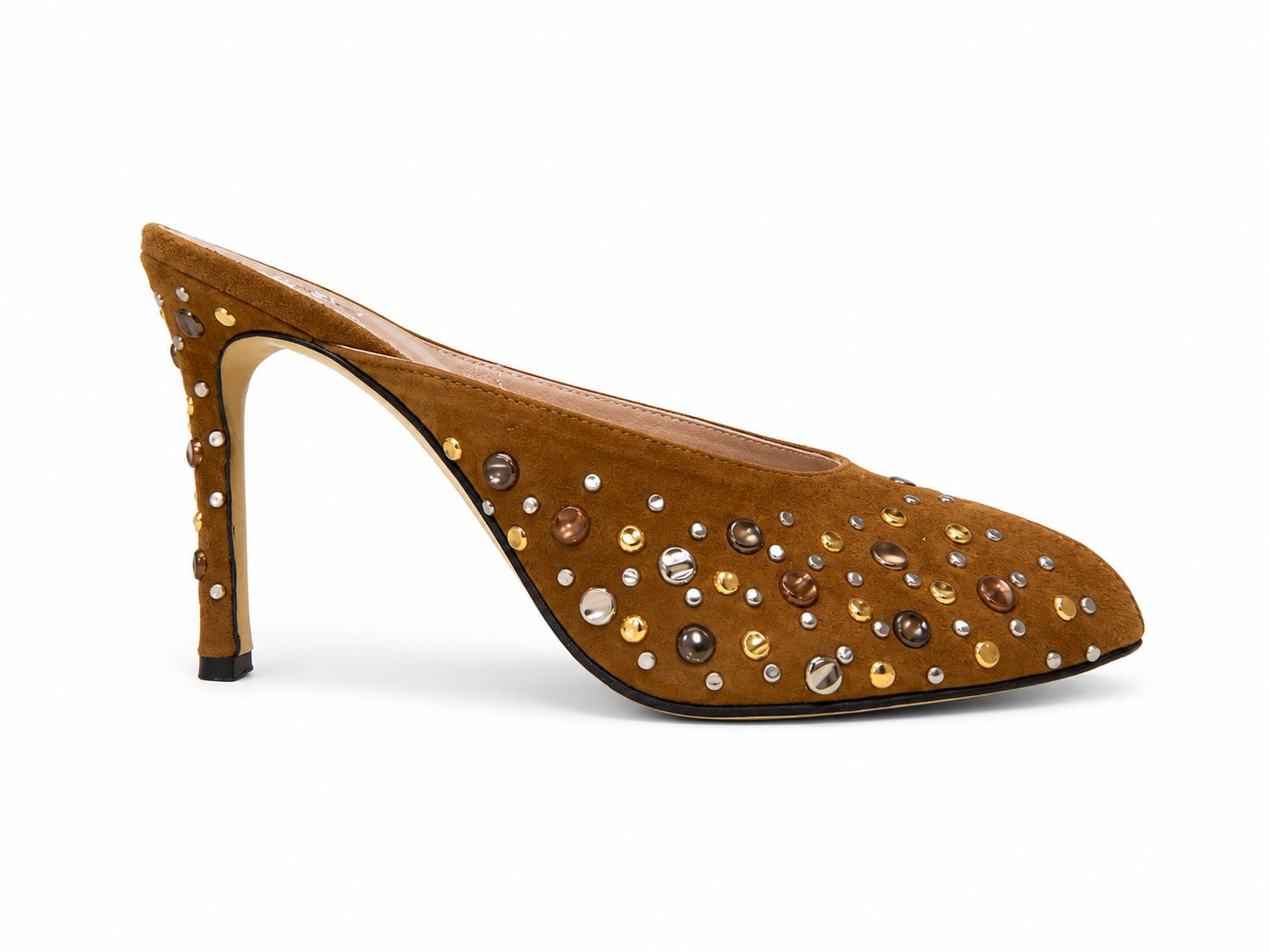 Embroidered Suede Heels