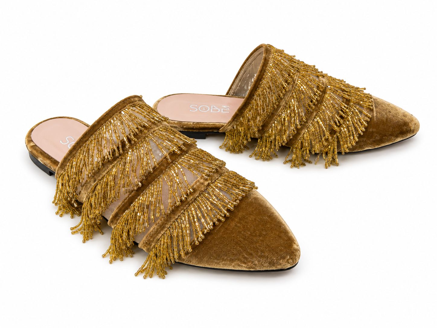Beaded Velvet Slippers